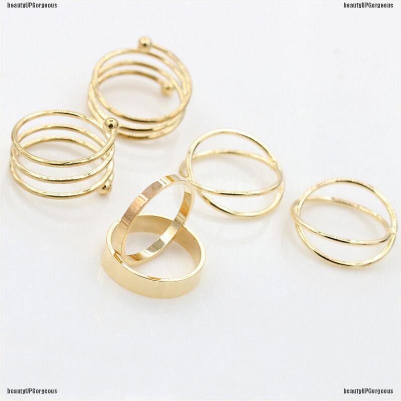 Bộ 6 nhẫn hợp kim phong cách Punk độc đáo thời trang mới cho nữ