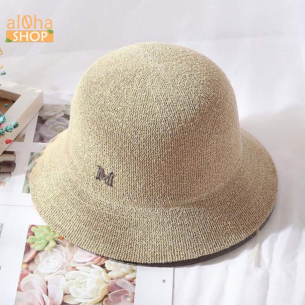 Mũ cói chữ M - nón cói vành nhỏ chống nắng, đi biển phong cách Hàn - al0ha Shop