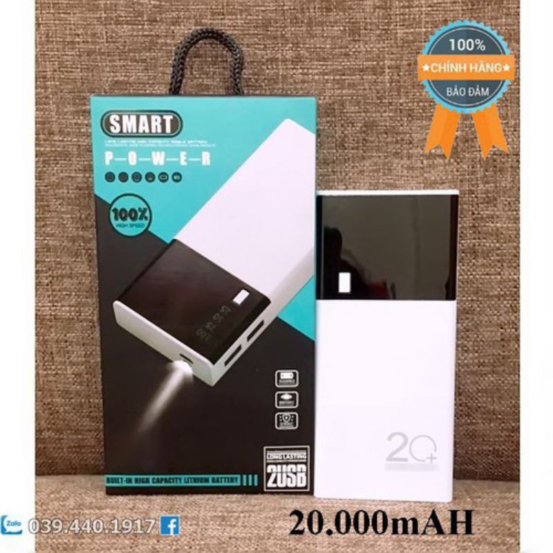 Sạc dự phòng 20000mAh 2 Cổng Hỗ Trợ Sạc Nhanh ( Bảo Hành 12 Tháng )