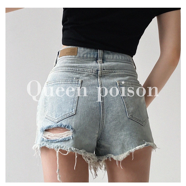 Quần short denim lưng cao thiết kế mới thời trang mùa hè cho nữ 2021