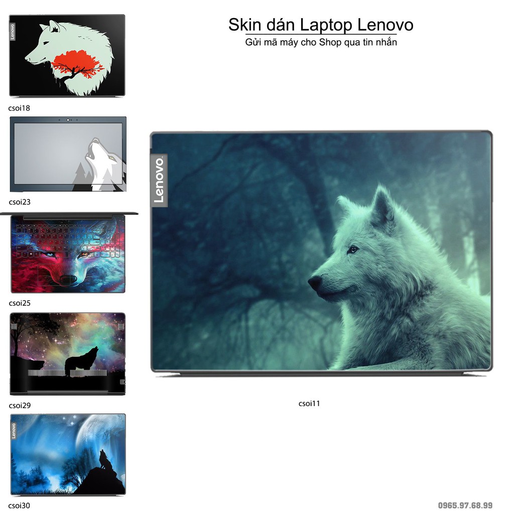 Skin dán Laptop Lenovo in hình sói tuyết