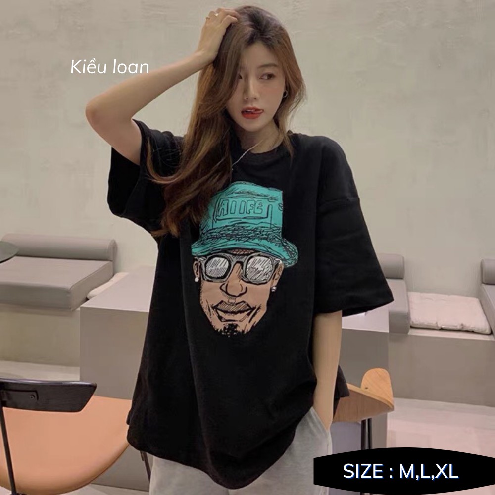 Áo Thun In Hình [ Mặt Người ] From rộng Tay lỡ KL Unisex | BigBuy360 - bigbuy360.vn