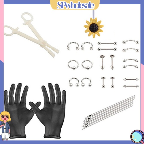Bộ dụng cụ xỏ khuyên cơ thể chuyên nghiệp bằng thép không gỉ