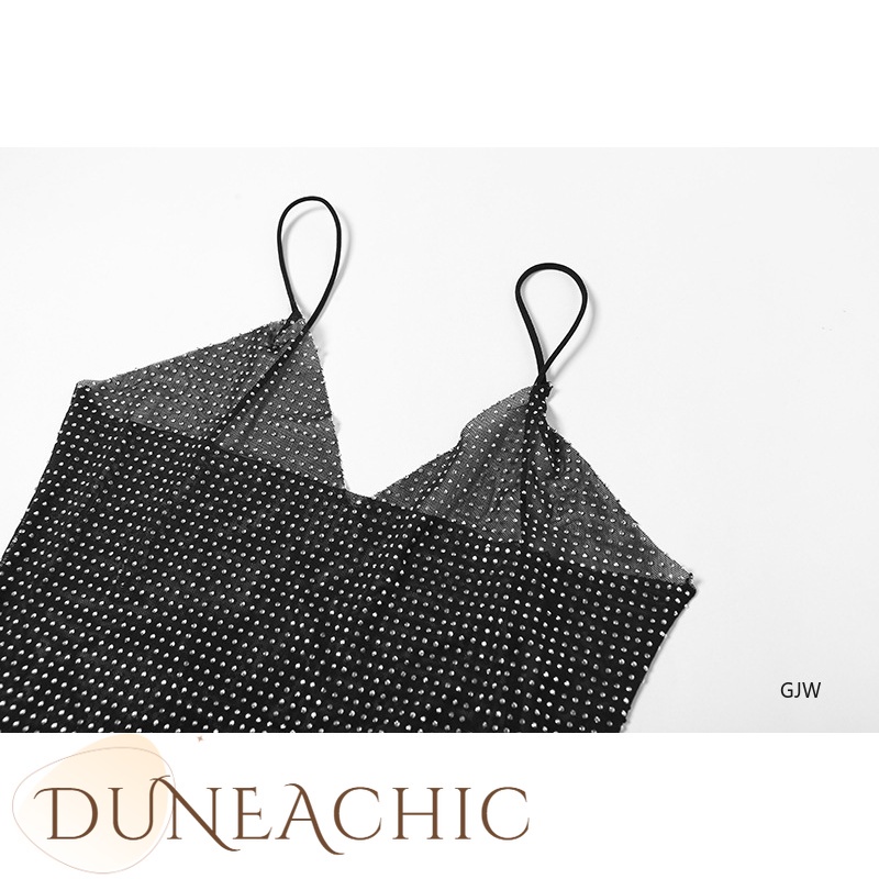 DUNEA Đầm nữ hai dây cổ chữ V khoét sâu quyến rũ