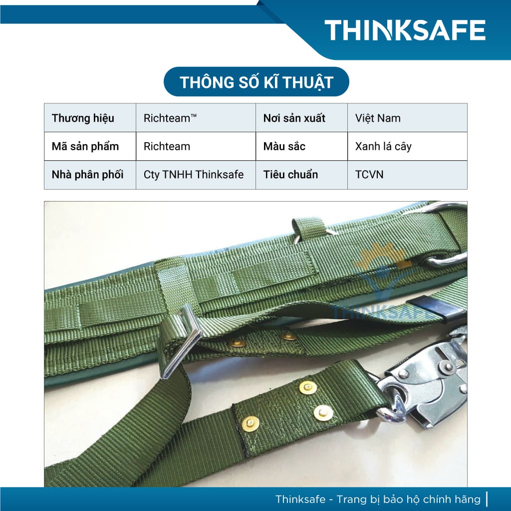 Dây đai an toàn quàng trụ điện lực Richteam bảo hộ khi làm việc trên cao (có đinh tán) - THINKSAFE