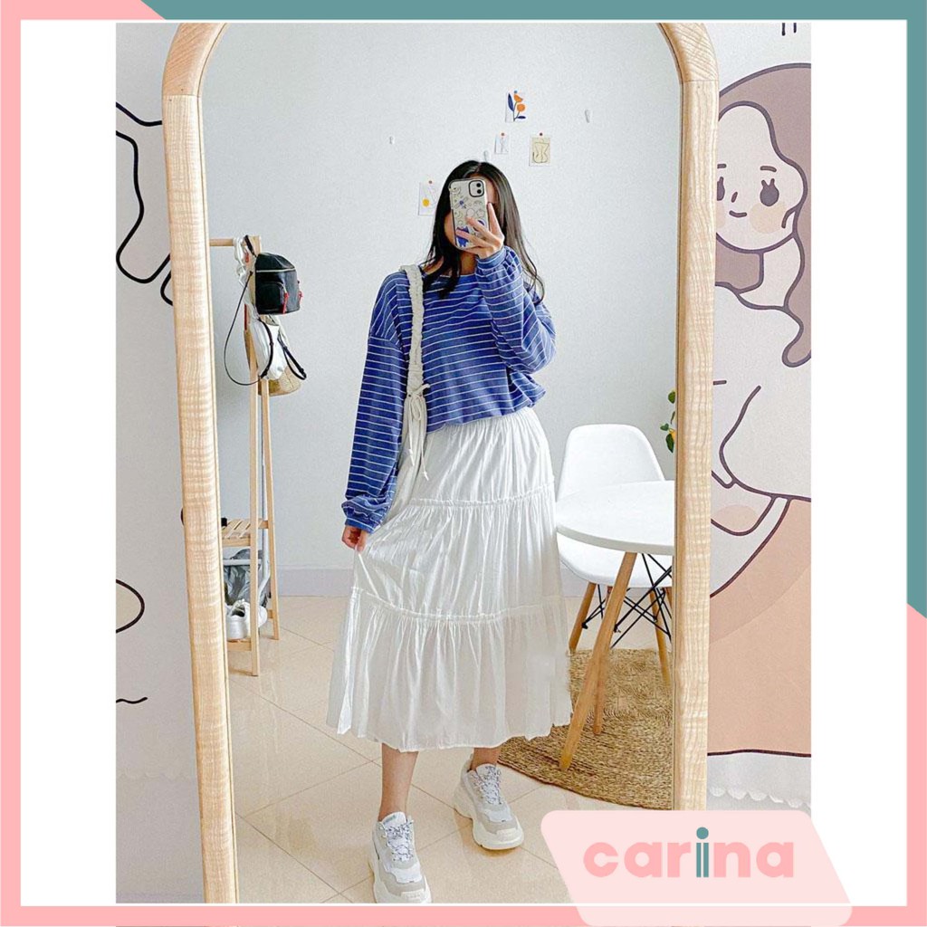 🌸 Áo sweater, dài tay, kẻ sọc, tay phồng cực dễ thương 🌸