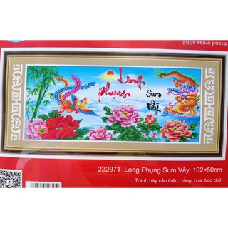Tranh thêu chữ thập Long Phụng sum vầy (chưa thêu) 222971