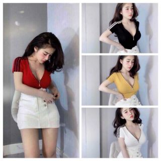 ÁO THUN NỮ PHỐI KHÓA KÉO SEXY