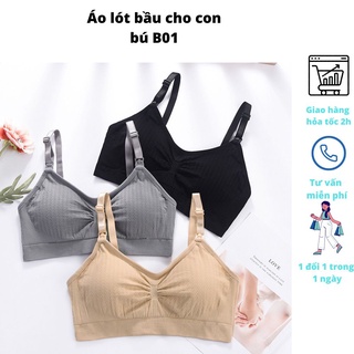 Áo lót cho con bú, áo ngực sau sinh cho con ti chống chảy xệ B01 chất cotton co giãn mở trên