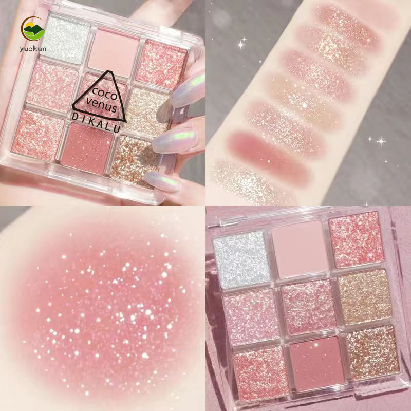 [Hàng mới về] Bảng phấn mắt Jiugongge màu lì và ánh kim ngọc trai phong cách thời trang