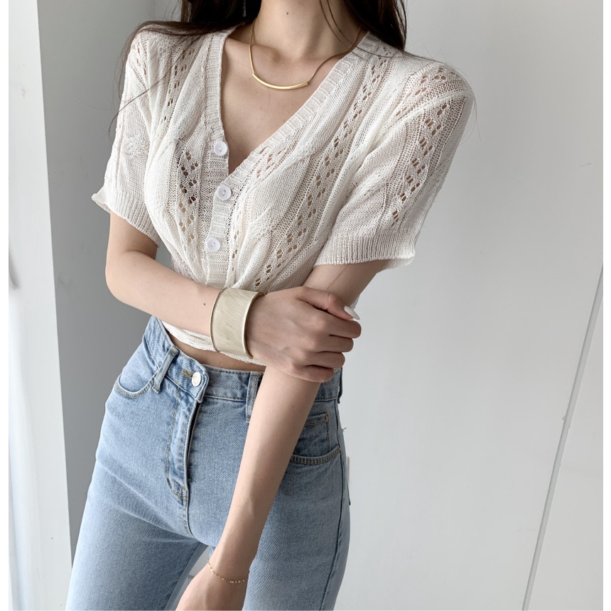 SUXI Áo Dệt Kim Tay Ngắn Dáng Ôm Màu Sắc Đơn Giản Phong Cách Hàn Quốc Thời Trang Cho Nữ