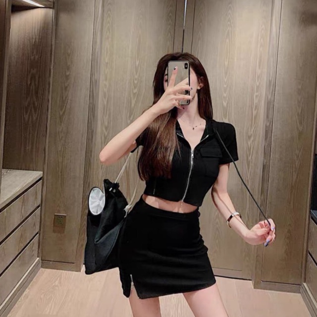 SET CROPTOP NÓN KÈM VÁY