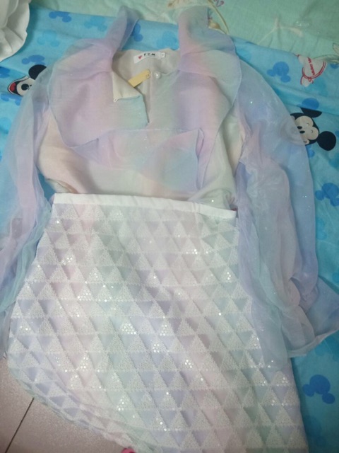 [Sẵn Hàng]♥️Set Áo Cầu Vồng+Chân Váy Bling Ulzzang(ảnh thật)Size S->XL | BigBuy360 - bigbuy360.vn