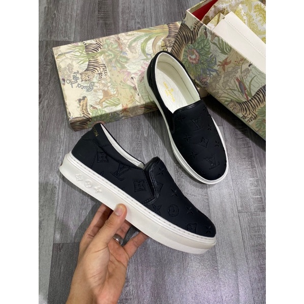 Giầy SLIPON LV NAM - Giày lười LV nam hoạ tiết chìm - Giầy lười LV da dành cho nam mẫu mới 2021