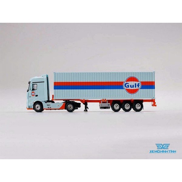 Xe Mô Hình Mercedes-Benz Actros W/40 FT Container &quot;Gulf&quot; LHD 1:64 Mini GT (Xanh)