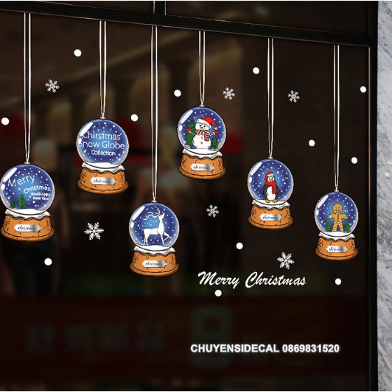 Decal trang trí tường Noel - Qủa Cầu Pha Lê Tuyết