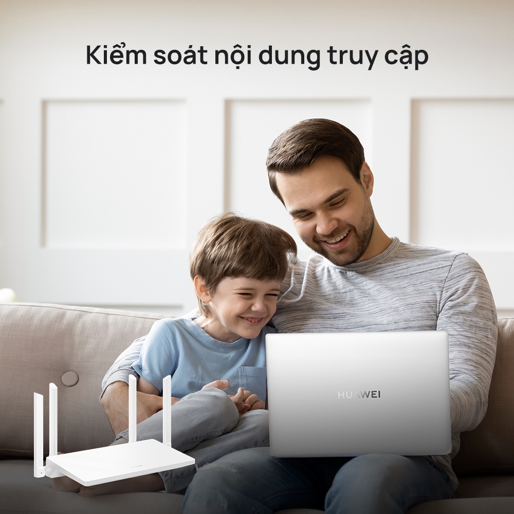 Bộ định tuyến WiFi HUAWEI AX2 | WiFi 6 5GHz hỗ trợ lên đến 1500 Mbps | HarmonyOS Mesh+ | Kiểm soát nội dung truy cập