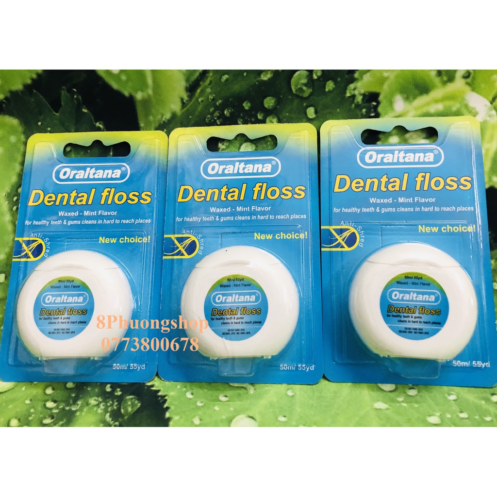 Chỉ nha khoa Oraltana Dental Floss 50m/ Cuộn - Chỉ nha khoa vệ sinh răng miệng hương bạc hà