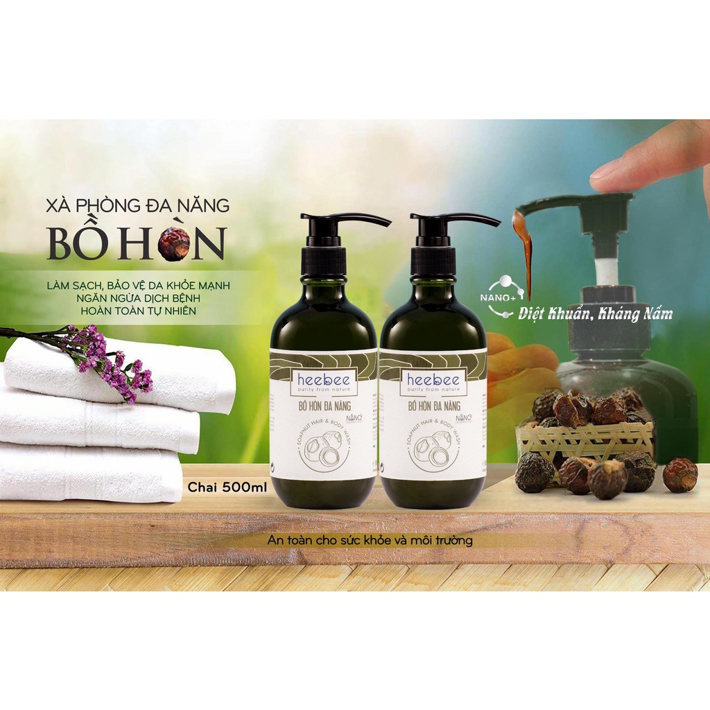 Bồ Hòn Đa Năng Tiện Dụng Heebee Giúp Làm Sách Tóc Và Cơ Thể An Toàn Từ Thiên Nhiên Dung Tích 500ml & 1000ml