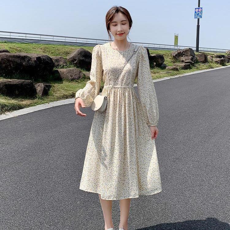 Đầm chữ A tay dài màu xanh lá thời trang thanh lịch cho nữ