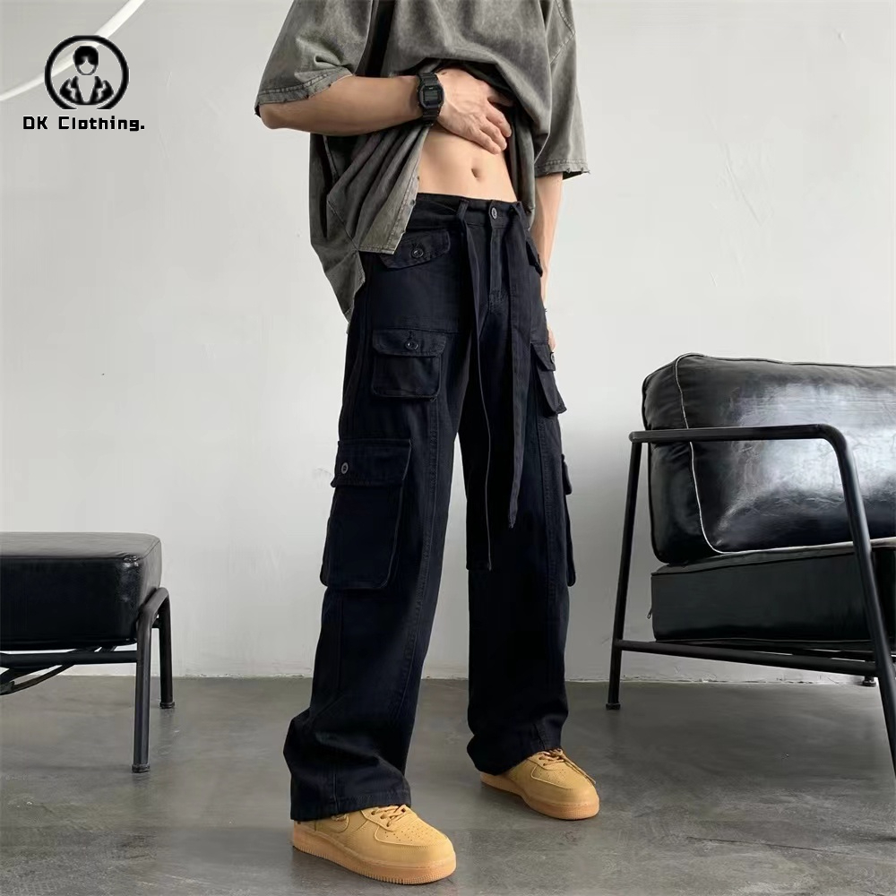 Quần dài dáng rộng nam phối nhiều túi phong cách Hàn Quốc thời trang simple unisex quần túi hộp nam fashion cargo pants nam bigsize | BigBuy360 - bigbuy360.vn