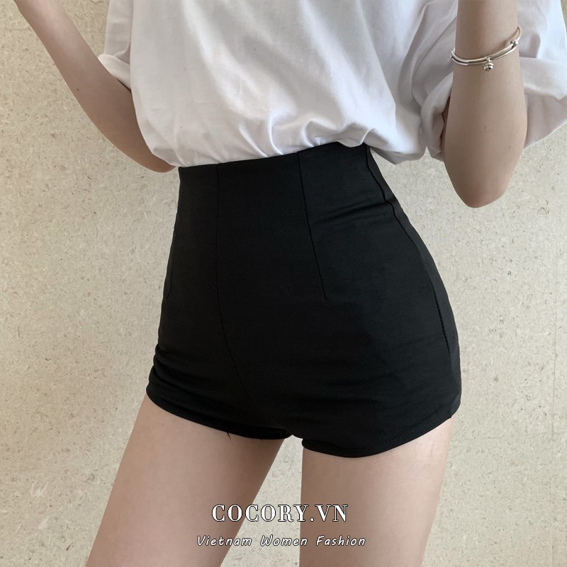 Cocory vn Quần Ngắn Nữ Dáng Ôm Màu Trơn Thời Trang Gợi Cảm
