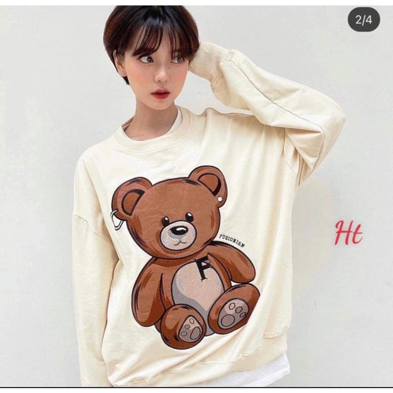 Áo Sweater nỉ bông gấu nâu Hs
