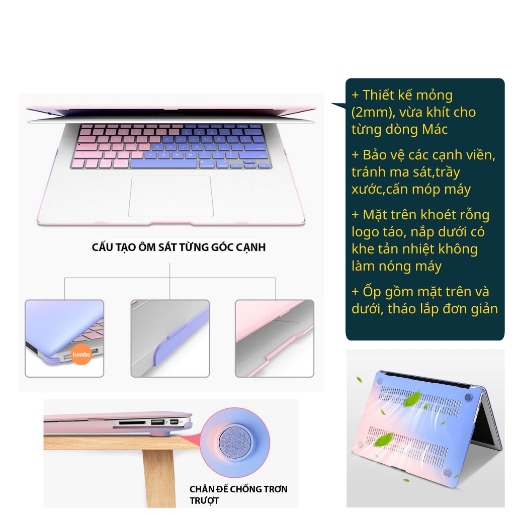 (Mới nhất) Case, ốp Macbook Air, Macbook pro, macbook M1 đủ màu-Đủ dòng 13inch, 15inch, 16inch