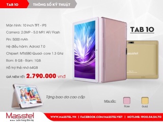 2.290k MÁY TÍNH BẢNG MASSTEL TAB 10 10"