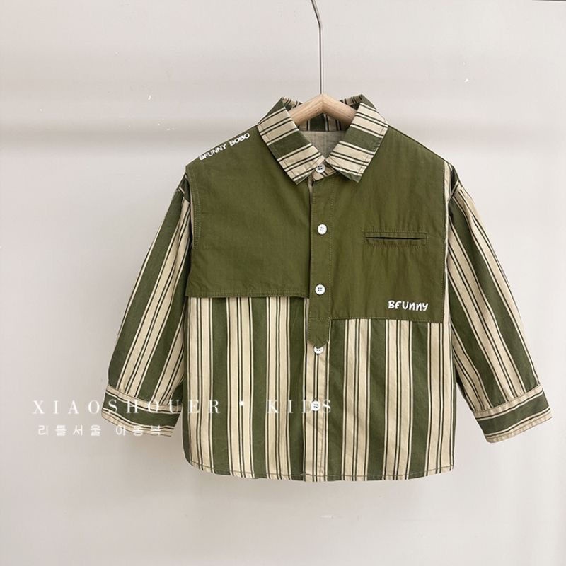 Áo Sơ Mi Dài Tay Họa Tiết Sọc Thời Trang Dành Cho Bé Trai