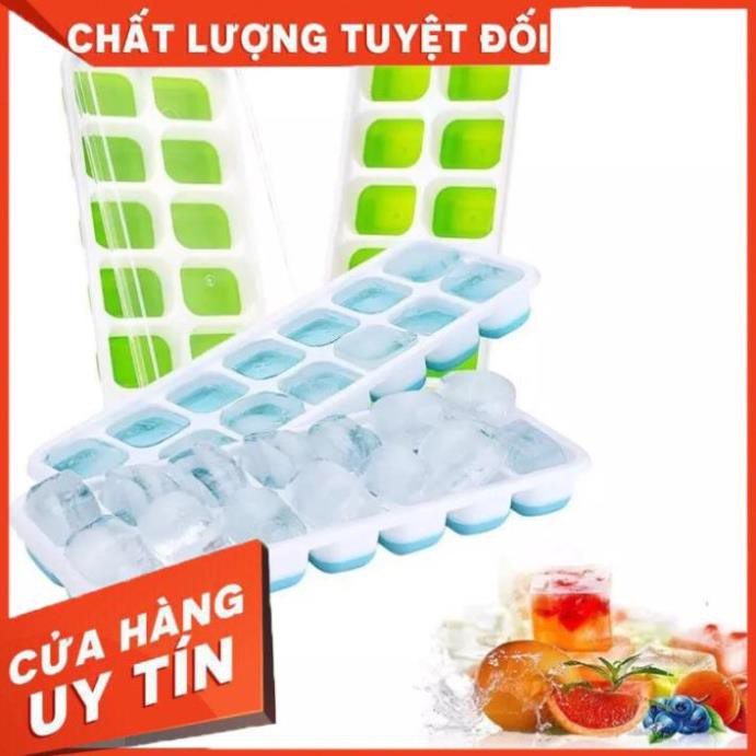 Khay Làm Đá Silicon 14 Ô, Có Lắp Đậy Bảo Quản Tránh Bụi Bẩn