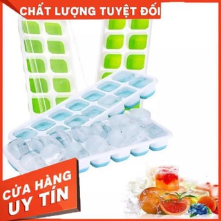 Khay Làm Đá Silicon 14 Ô, Có Lắp Đậy Bảo Quản Tránh Bụi Bẩn