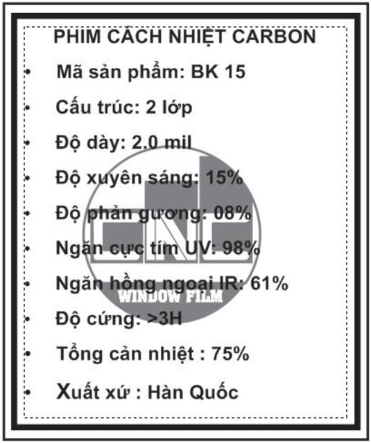 1,5m2 Phim cách nhiệt Hàn Quốc BK15