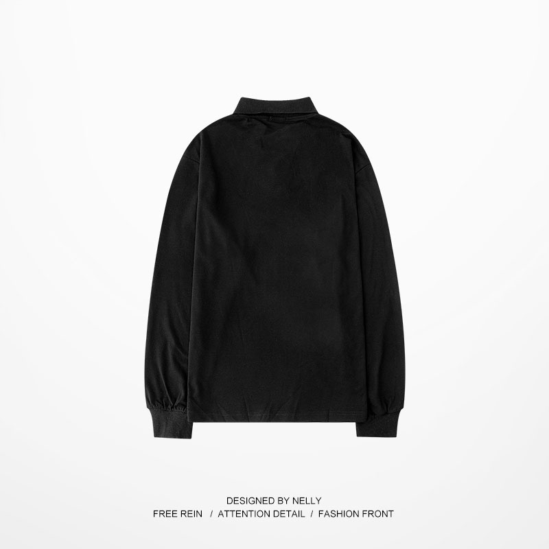 Áo Polo Nelly dài tay bo ống nam nữ basic thu đông áo phông