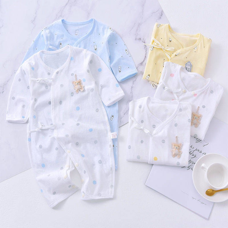 pamper  Sơ sinh mùa xuân và mùa thu mùa hè quần áo nhà sư cotton mỏngmoony