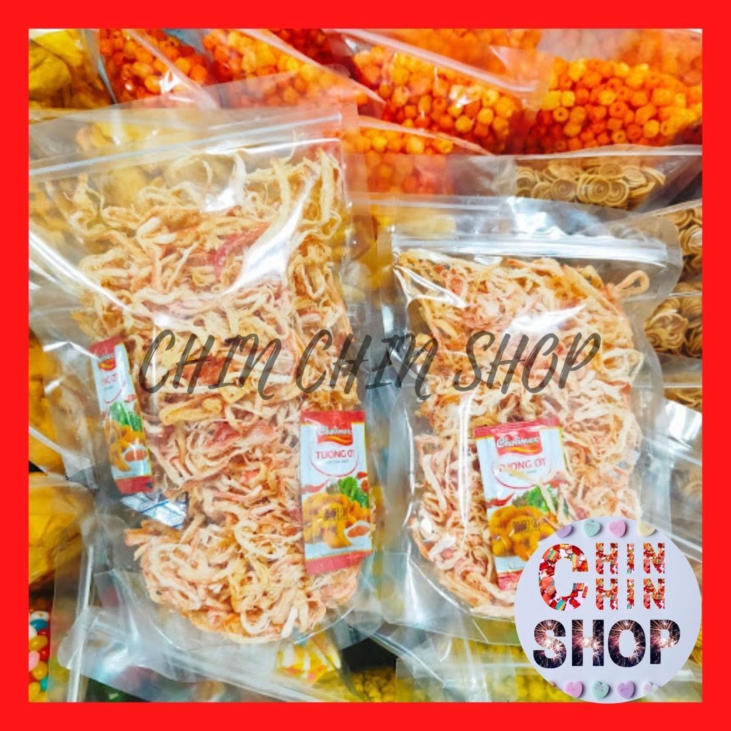 Mực khô hấp nước dừa xé sợi Túi Zip 300g/ 500g, hàng chất lượng, mực mềm dai, thơm ngon - ĂN VẶT CHIN CHIN.