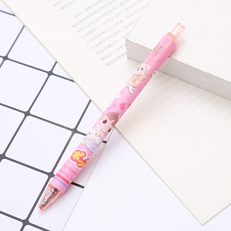 Bút bi bấm mực gel mẫu Lolita Pison, bút bi cute mực đen ngòi bút 0.5mm - BB001 - 01 bút