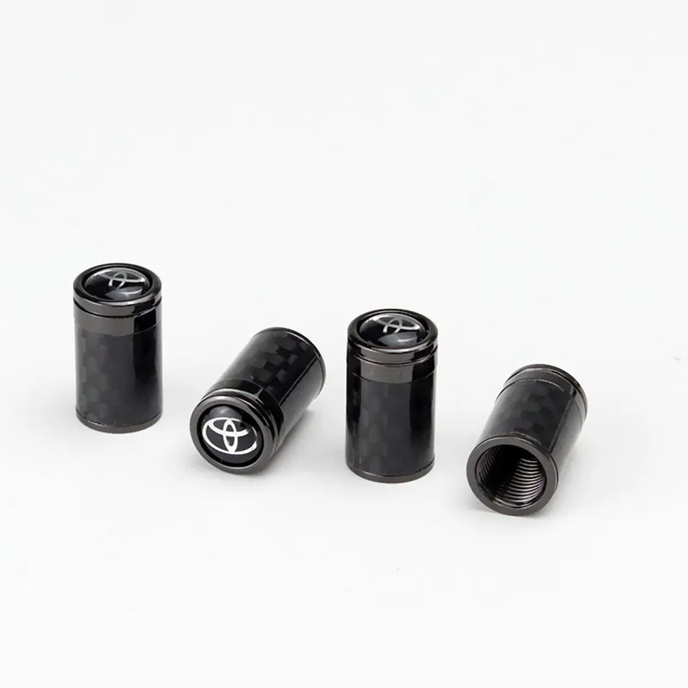 Bộ 4 Nắp Van Bánh Xe Hơi Toyota Corolla Vios Camry Bằng Sợi Carbon