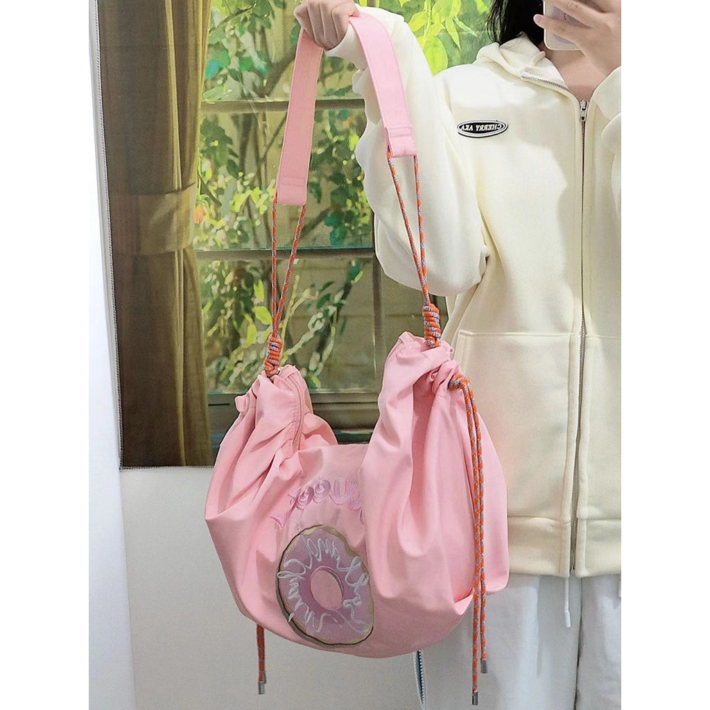 Túi Đeo Chéo Thêu Hình Bánh Donut Sức Chứa Lớn Thời Trang Mùa Hè Dành Cho Nữ