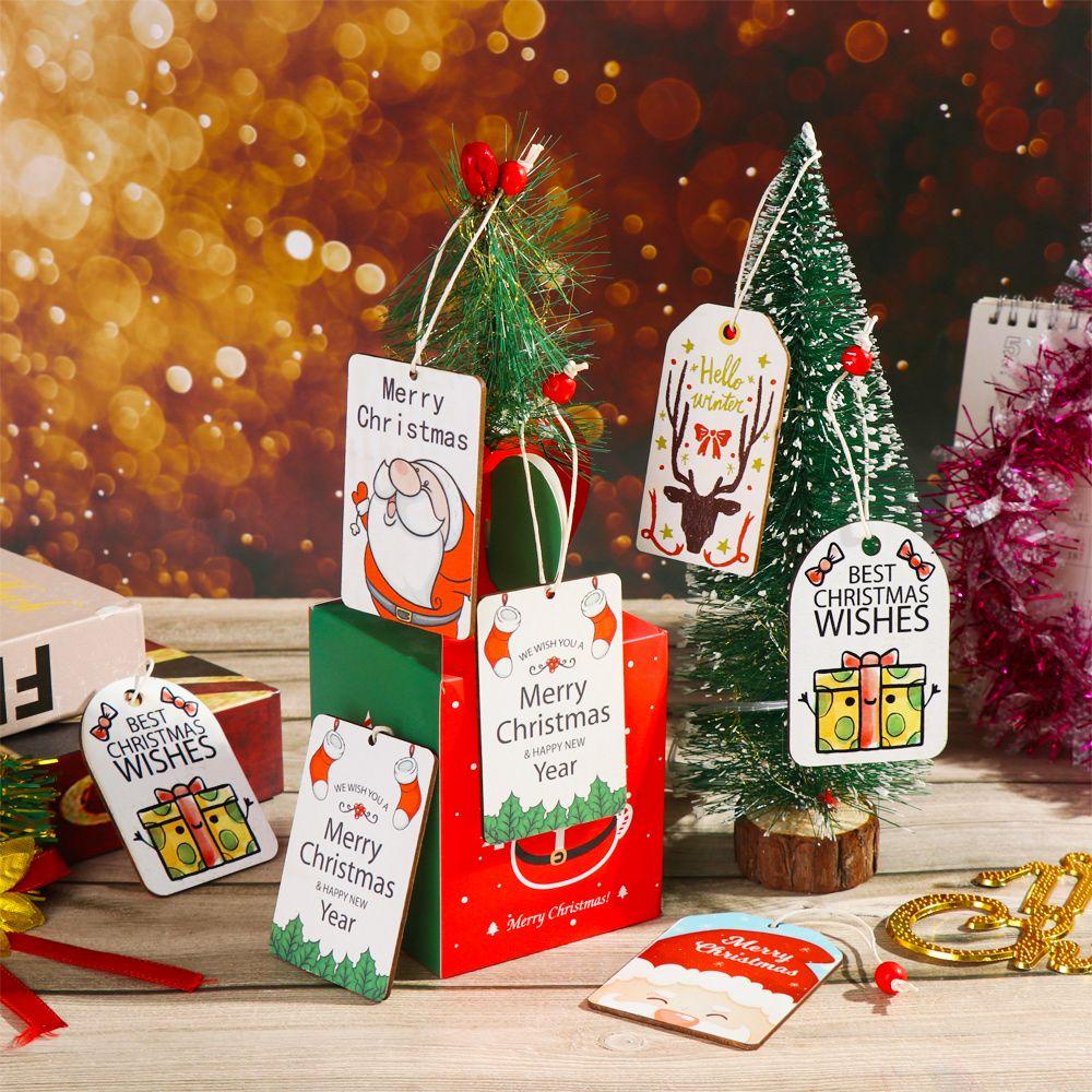 Bộ 2 Phụ Kiện Trang Trí Cây Thông Giáng Sinh Hình Người Tuyết / Tuần Lộc / Ông Già Noel Bằng Gỗ
