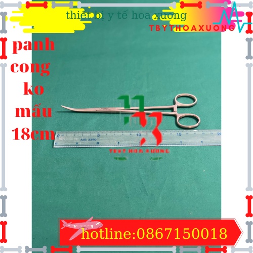 Panh Y Tế, Panh Gắp Phẫu Thuật, Pen Kẹp Y Tế, Panh Cong Không Mấu 18cm - Hàng Pakistan