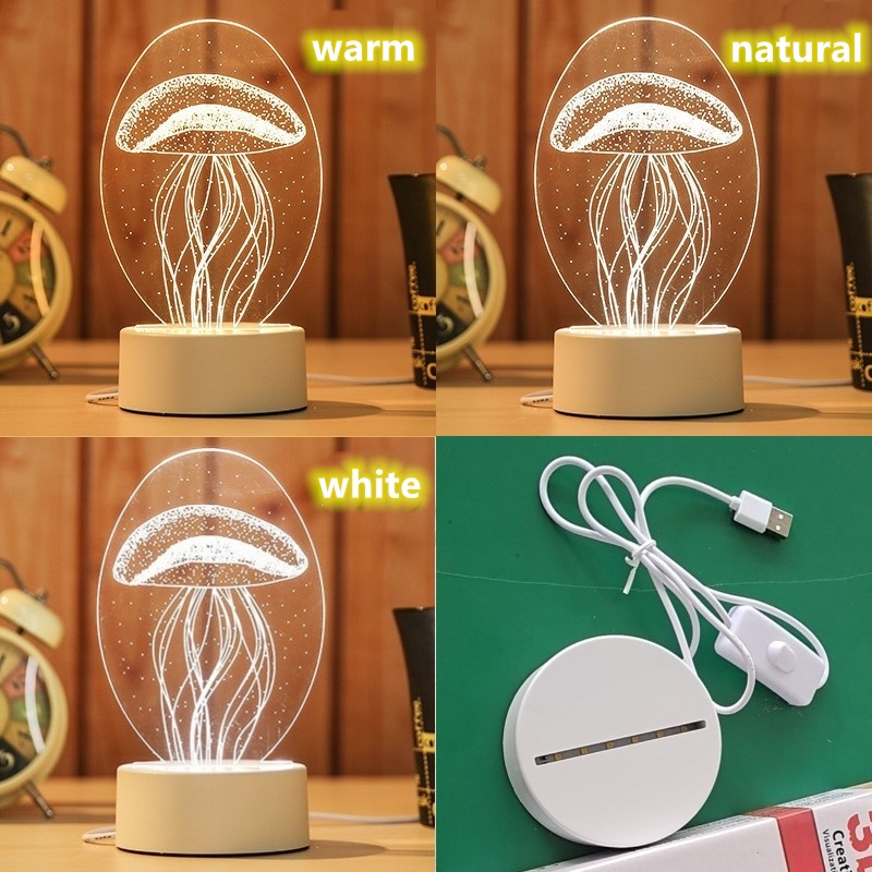 3 Màu Đèn Ngủ 3D led 3 màu Đèn Trang Trí Quà Tặng Sinh Nhật Ý Nghĩa trang trí nhà