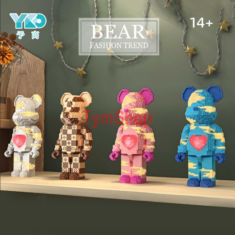 Xếp hình Gấu Bearbrick LV xếp hình lắp ráp mô hình bear brick cỡ lớn