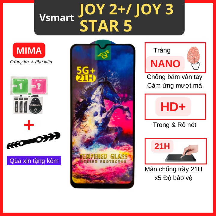 Kính cường lực Vsmart Joy 3/Joy 2+/Star 5 Full màn cao cấp OG+ độ cứng 21H siêu mượt chống bám vân tay [MIMA]