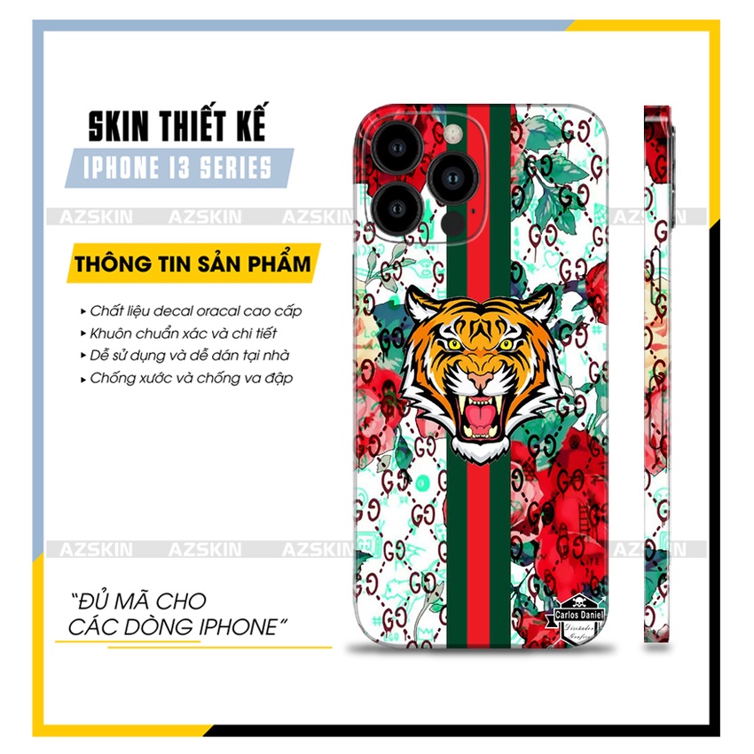 Miếng Dán Skin Gucci 13 Mini/13/13 Pro/13 Pro Max |SK_IPLB93| Chất Liệu Nhập Khẩu, In Siêu Nét, Cắt CNC, Dán Lưng Viền