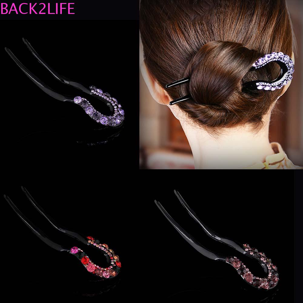 Kẹp Tóc BACK2LIFE Phong Cách Retro|Trâm Cài Tóc Hình Chữ U Bằng Acrylic Dành Cho Nữ