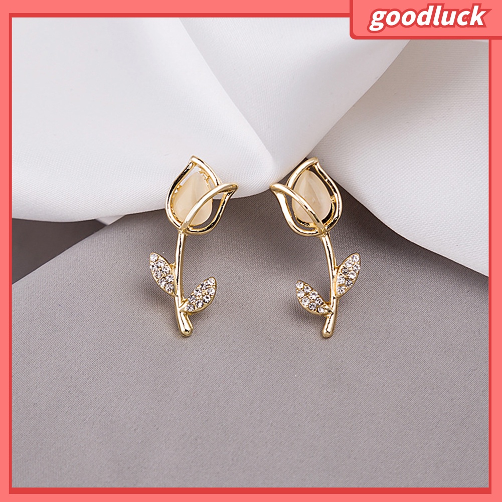 Khuyên tai hình hoa hồng đính đá thời trang cho nữ