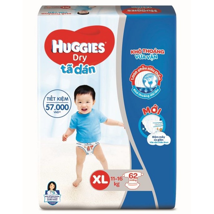 Tã dán Huggies M76/L68/XL62/XXL56