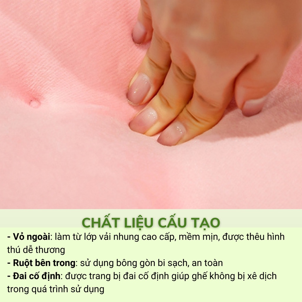 Đệm Lót Ghế Tai Thỏ HOMIES Tựa Lưng Ghế Văn Phòng Chống Trượt Tiện Dụng Vải Nhung Mềm Mại Êm Ái