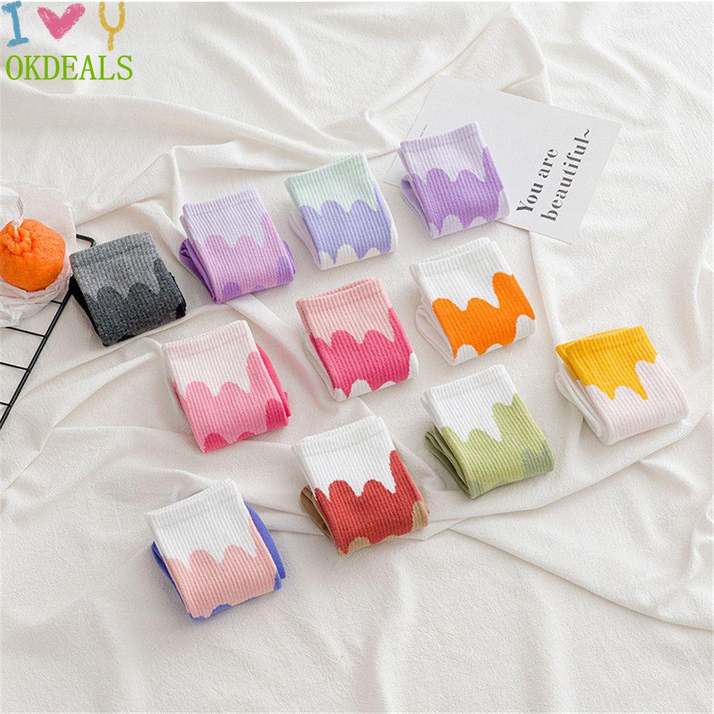 Vớ hình que kem màu cầu vồng phong cách hip hop đường phố Harajuku dành cho nam và nữ